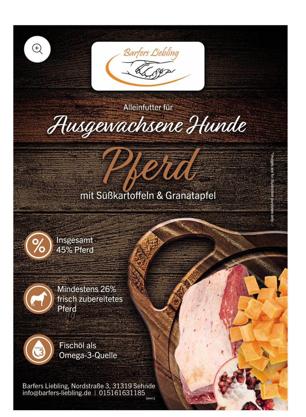 Trockenbarf Pferd mit Süßkartoffel 12kg
