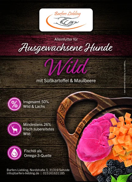 Trockenbarf Wild mit Süßkartoffel & Maulbeere 2kg